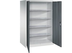 4064615167424 - Werkstatt-Flügeltürschrank HxBxT 1950 x 1200 x 400 mm lichtgrau   anthrazitgrau