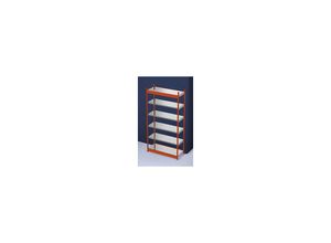 4250623734677 - Stabil-Steckregal einseitig Regalhöhe 2500 mm orange verzinkt Bodenbreite 1325 mm Grundregal Breite x Tiefe 1325 x 500 mm