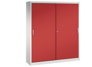 4063332004463 - ACURADO Schiebetürenschrank 8 Fachböden HxBxT 1950 x 1600 x 400 mm lichtgrau   feuerrot