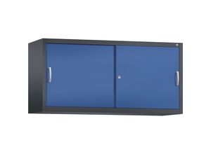 4060061793347 - ACURADO Aufsatzschrank mit Schiebetüren 2 Fachböden HxBxT 790 x 1600 x 500 mm schwarzgrau   enzianblau