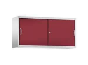 4053597279577 - ACURADO Aufsatzschrank mit Schiebetüren 2 Fachböden HxBxT 790 x 1600 x 500 mm lichtgrau   rubinrot