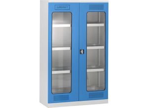 4061753036148 - eurokraft pro Umweltschrank mit Sichtfenstertüren 3 Wannenböden Breite 1200 mm