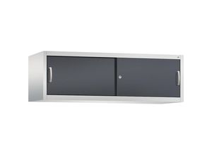 4053597590221 - ACURADO Aufsatzschrank mit Schiebetüren HxBxT 500 x 1600 x 500 mm lichtgrau   schwarzgrau