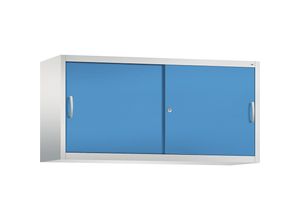 4053597279591 - ACURADO Aufsatzschrank mit Schiebetüren 2 Fachböden HxBxT 790 x 1600 x 500 mm lichtgrau   lichtblau