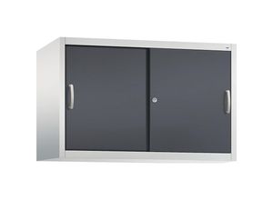 4052574766536 - ACURADO Aufsatzschrank mit Schiebetüren 1 Fachboden HxBxT 790 x 1200 x 500 mm lichtgrau   schwarzgrau