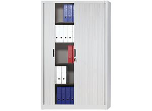 4025314278736 - Rollladenschrank mit Horizontal-Jalousie HxBxT 1980 x 1200 x 420 mm 4 Fachböden 5 Ordnerhöhen lichtgrau