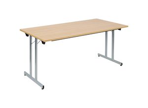 4061753246738 - Klapptisch F25 BxT 1600 x 800 mm Platte Buche-Dekor Gestell alusilber