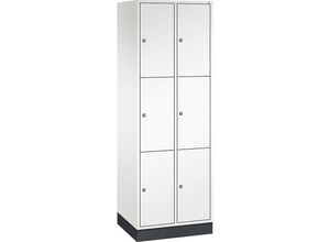 4061261143765 - INTRO Stahl-Schließfachschrank Fachhöhe 580 mm BxT 620 x 500 mm 6 Fächer Korpus reinweiß Türen reinweiß