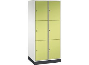 4061261148432 - INTRO Stahl-Schließfachschrank Fachhöhe 580 mm BxT 820 x 600 mm 6 Fächer Korpus reinweiß Türen viridingrün