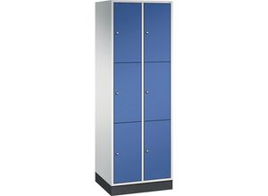 4025314694581 - INTRO Stahl-Schließfachschrank Fachhöhe 580 mm BxT 620 x 500 mm 6 Fächer Korpus lichtgrau Türen enzianblau