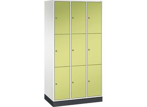 4056211269275 - INTRO Stahl-Schließfachschrank Fachhöhe 580 mm BxT 920 x 500 mm 9 Fächer Korpus reinweiß Türen viridingrün