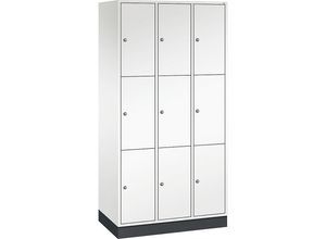 4051803754320 - INTRO Stahl-Schließfachschrank Fachhöhe 580 mm BxT 920 x 500 mm 9 Fächer Korpus reinweiß Türen reinweiß