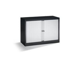 5020073412956 - BISLEY Euro-Rollladenschrank Breite 1000 mm 1 Fachboden tiefschwarz   lichtgrau