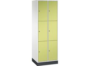 4056211269282 - INTRO Stahl-Schließfachschrank Fachhöhe 580 mm BxT 620 x 500 mm 6 Fächer Korpus reinweiß Türen viridingrün