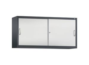 4053597477645 - ACURADO Aufsatzschrank mit Schiebetüren 2 Fachböden HxBxT 790 x 1600 x 400 mm schwarzgrau   lichtgrau