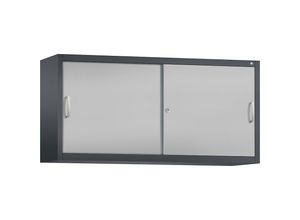 4053597275241 - ACURADO Aufsatzschrank mit Schiebetüren 2 Fachböden HxBxT 790 x 1600 x 400 mm schwarzgrau   weißalu