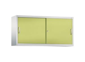 4063332004920 - ACURADO Aufsatzschrank mit Schiebetüren 2 Fachböden HxBxT 790 x 1600 x 400 mm lichtgrau   viridingrün