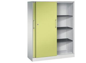 4062084808138 - C+P Schiebetürenschrank Asisto H1635xB1200xT435mm Korpus Lichtgrau Fronten Viridingrün Anzahl Fächer 3