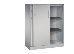 4062084808848 - C+P Schiebetürenschrank Asisto H1310xB1000xT435mm Korpus Weißaluminium Fronten Weißaluminium Anzahl Fächer 2