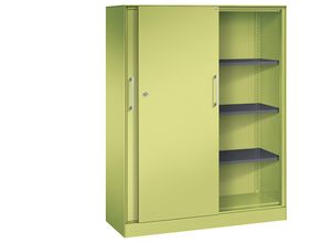 4062084808046 - C+P Schiebetürenschrank Asisto H1635xB1200xT435mm Korpus Viridingrün Fronten Viridingrün Anzahl Fächer 3