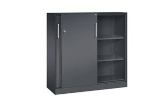 4062084808510 - C+P Schiebetürenschrank Asisto H1310xB1200xT435mm Korpus Schwarzgrau Fronten Schwarzgrau Anzahl Fächer 2