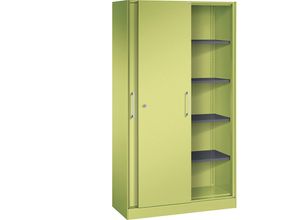 4062084798750 - C+P Schiebetürenschrank Asisto H1980xB1000xT435mm Korpus Viridingrün Fronten Viridingrün Anzahl Fächer 4