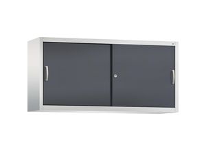 4052574993017 - ACURADO Aufsatzschrank mit Schiebetüren 2 Fachböden HxBxT 790 x 1600 x 400 mm lichtgrau   schwarzgrau