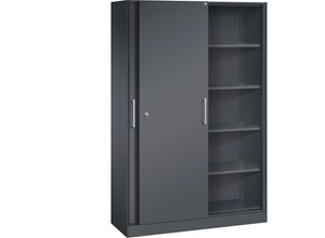 4051803243039 - C+P Schiebetürenschrank Asisto H1980xB1200xT435mm Korpus Schwarzgrau Fronten Schwarzgrau Anzahl Fächer 4