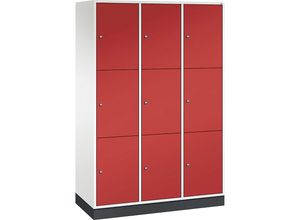 4061261148555 - INTRO Stahl-Schließfachschrank Fachhöhe 580 mm BxT 1220 x 500 mm 9 Fächer Korpus reinweiß Türen feuerrot 4061261148555 - INTRO Stahl-Schließfachschrank Fachhöhe 580 mm BxT 1220 x 500 mm 9 Fächer Korpus reinweiß Türen feuerrot