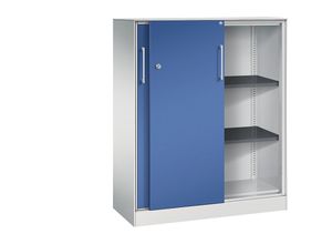 4062084808800 - C+P Schiebetürenschrank Asisto H1310xB1000xT435mm Korpus Lichtgrau Fronten Enzianblau Anzahl Fächer 2