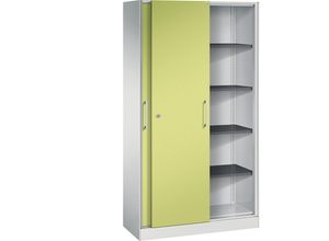 4062084798743 - C+P Schiebetürenschrank Asisto H1980xB1000xT435mm Korpus Lichtgrau Fronten Viridingrün Anzahl Fächer 4