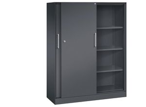 4062084808107 - C+P Schiebetürenschrank Asisto H1635xB1200xT435mm Korpus Schwarzgrau Fronten Schwarzgrau Anzahl Fächer 3