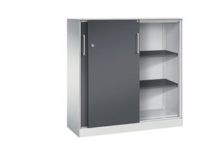 4062084808596 - C+P Schiebetürenschrank Asisto H1310xB1200xT435mm Korpus Lichtgrau Fronten Schwarzgrau Anzahl Fächer 2