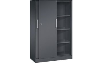 4062084808305 - C+P Schiebetürenschrank Asisto H1635xB1000xT435mm Korpus Schwarzgrau Fronten Schwarzgrau Anzahl Fächer 3