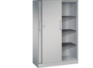 4062084808411 - C+P Schiebetürenschrank Asisto H1635xB1000xT435mm Korpus Weißaluminium Fronten Weißaluminium Anzahl Fächer 3