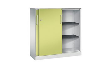 4062084808534 - C+P Schiebetürenschrank Asisto H1310xB1200xT435mm Korpus Lichtgrau Fronten Viridingrün Anzahl Fächer 2