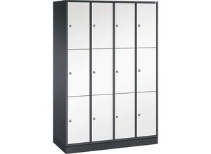 4061261143925 - INTRO Stahl-Schließfachschrank Fachhöhe 580 mm BxT 1220 x 500 mm 12 Fächer Korpus schwarzgrau Türen reinweiß