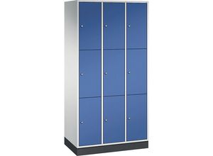 4025314696158 - INTRO Stahl-Schließfachschrank Fachhöhe 580 mm BxT 920 x 500 mm 9 Fächer Korpus lichtgrau Türen enzianblau