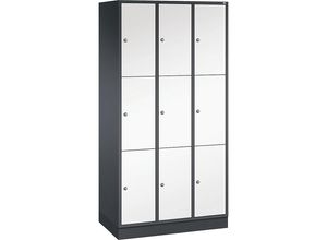 4061261143796 - INTRO Stahl-Schließfachschrank Fachhöhe 580 mm BxT 920 x 500 mm 9 Fächer Korpus schwarzgrau Türen reinweiß 4061261143796 - INTRO Stahl-Schließfachschrank Fachhöhe 580 mm BxT 920 x 500 mm 9 Fächer Korpus schwarzgrau Türen reinweiß
