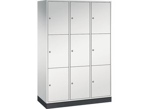 4025314696462 - INTRO Stahl-Schließfachschrank Fachhöhe 580 mm BxT 1220 x 500 mm 9 Fächer Korpus lichtgrau Türen lichtgrau