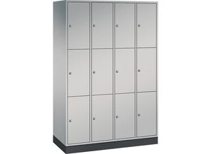 4061261144076 - INTRO Stahl-Schließfachschrank Fachhöhe 580 mm BxT 1220 x 500 mm 12 Fächer Korpus weißaluminium Türen weißaluminium