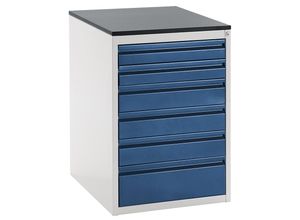 4040376927170 - Schubladenschrank mit Teleskopführungen Höhe 820 mm Schubladen 2 x 90 3 x 120 1 x 180 mm lichtgrau   enzianblau Breite 580 mm