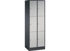 4025314694628 - INTRO Stahl-Schließfachschrank Fachhöhe 580 mm BxT 620 x 500 mm 6 Fächer Korpus schwarzgrau Türen weißaluminium