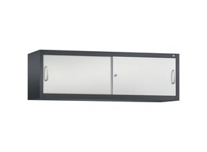 4052574950317 - ACURADO Aufsatzschrank mit Schiebetüren HxBxT 500 x 1600 x 400 mm schwarzgrau   lichtgrau