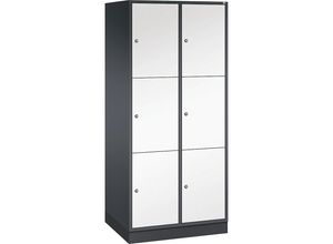 4061261148364 - INTRO Stahl-Schließfachschrank Fachhöhe 580 mm BxT 820 x 600 mm 6 Fächer Korpus schwarzgrau Türen reinweiß