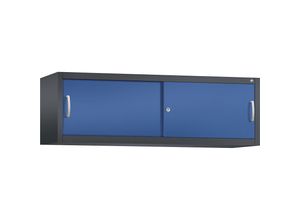 4053597588280 - ACURADO Aufsatzschrank mit Schiebetüren HxBxT 500 x 1600 x 400 mm schwarzgrau   enzianblau