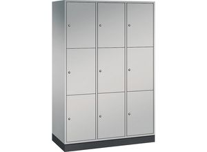 4061261148524 - INTRO Stahl-Schließfachschrank Fachhöhe 580 mm BxT 1220 x 500 mm 9 Fächer Korpus weißaluminium Türen weißaluminium