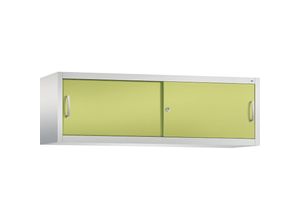 4063332004784 - ACURADO Aufsatzschrank mit Schiebetüren HxBxT 500 x 1600 x 400 mm lichtgrau   viridingrün