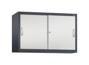 4053597477577 - ACURADO Aufsatzschrank mit Schiebetüren 1 Fachboden HxBxT 790 x 1200 x 400 mm schwarzgrau   lichtgrau