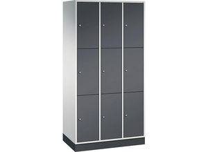 4055404440224 - INTRO Stahl-Schließfachschrank Fachhöhe 580 mm BxT 920 x 500 mm 9 Fächer Korpus lichtgrau Türen schwarzgrau